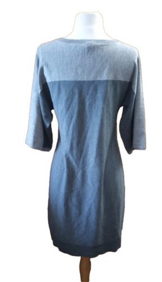 Talbots Merino Wool Dress Sz S Petite Grey Colorblock Sweater Dress Knee Length - Picture 3 of 9